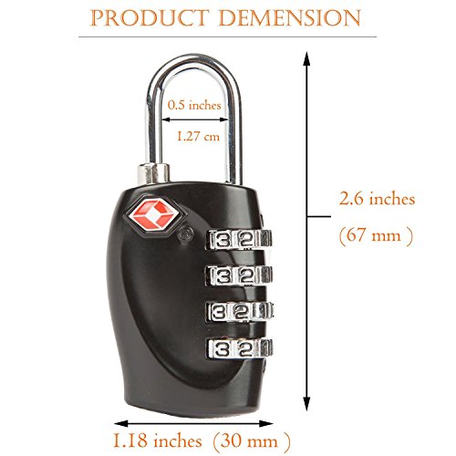 Aspen 4 Dígitos Combinación TSA Candado Más Alta Seguridad TSA Luggege Bloqueo con Cable de Acero para el Maleta Equipaje Viaje (Negro) Aspen 4 Dígitos Combinación TSA Candado Más Alta Seguridad TSA Luggege Bloqueo con Cable de Acero para el Maleta Equipaje Viaje (Negro)