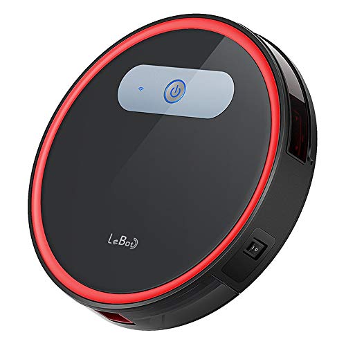 Aspiradora robótica automática, sensor anti-caída y colisión y succión potente de 1200 Pa, autocargable y funciona con la aplicación, para alfombras de pelo de mascotas, azulejos, pisos duros-black Aspiradora robótica automática, sensor anti-caída y colisión y succión potente de 1200 Pa, autocargable y funciona con la aplicación, para alfombras de pelo de mascotas, azulejos, pisos duros-black