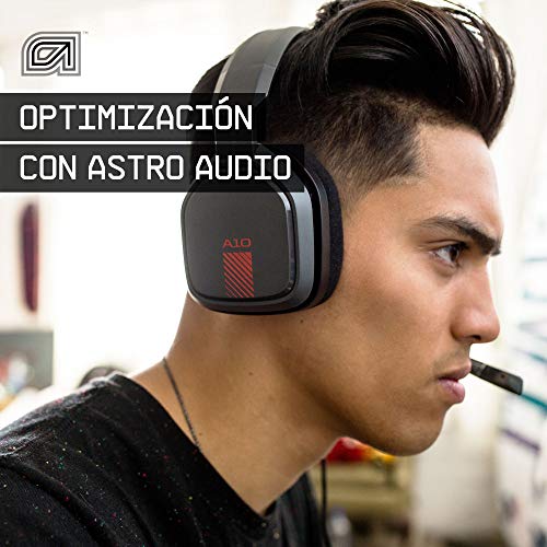 ASTRO Gaming A10 Auriculares alámbricos, ligeros y resistentes, ASTRO Audio, Dolby ATMOS, clavija de 3.5mm, para Xbox Series X|S, Xbox One, PS5, PS4, Switch, PC, Mac, móvil - Negro/Rojo