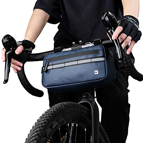 Asvert 3L Bolsa de Manillar Bicicleta MTB Multifuncional,Bolsa Impermeable para Manillar,Bolsa Bici Manillar Universal para Cualquier Bicicleta(Azul)