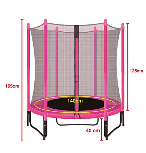 ATAA Cama elástica Infantil 140 Plus - Rosa Trampolín Ideal para niños con una Zona de Salto de 140 centímetros, Red de Seguridad y Almohadillas de protección.