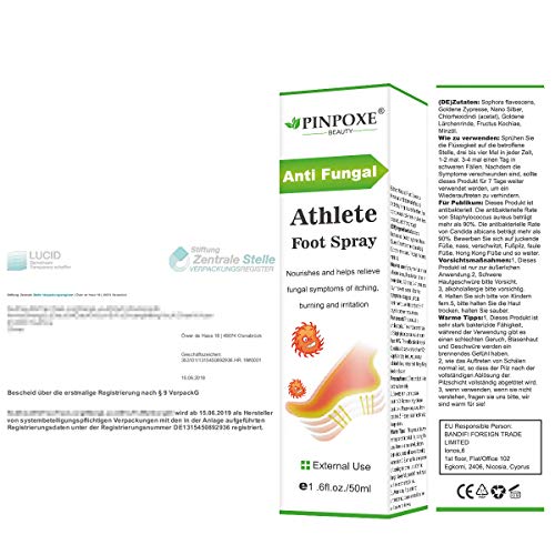 Athletes Foot Spray, Spray para pies, Pies Fungus Treatment, Pies Treatment, Ayuda a tratar y restaurar la apariencia del pie infectado con hongos