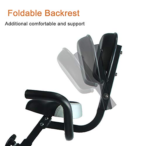 ATIVAFIT Bicicleta Estática Plegable Magnética, Bicicleta de Entrenamiento con Respaldo, Bandas de Resistencia, Correas para Pies, 8 Niveles, Pantalla LCD, Sensor de Pulso