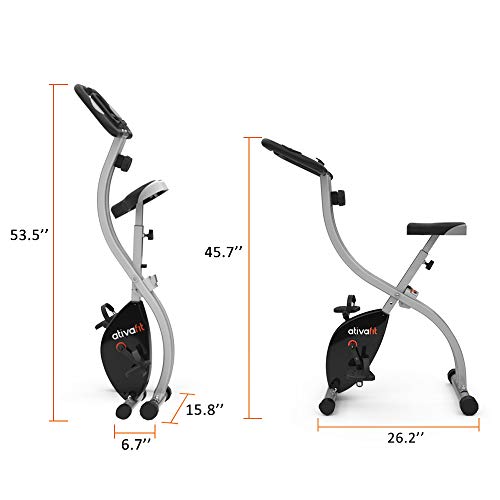 ATIVAFIT Bicicleta Estática Plegable Magnética X-Bike Pulsómetro Y Pantalla LCD, Resistencia Variable, Pedales de Máximo Agarre, Adultos Unisex