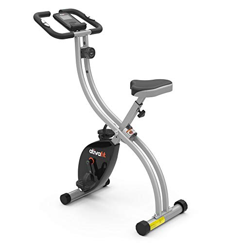 ATIVAFIT Bicicleta Estática Plegable Magnética X-Bike Pulsómetro Y Pantalla LCD, Resistencia Variable, Pedales de Máximo Agarre, Adultos Unisex