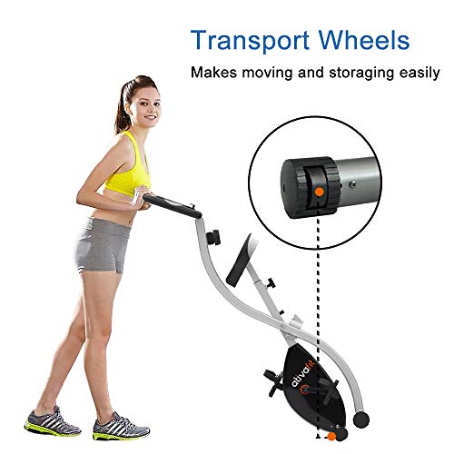 ATIVAFIT Bicicleta Estática Plegable Magnética X-Bike Pulsómetro Y Pantalla LCD, Resistencia Variable, Pedales de Máximo Agarre, Adultos Unisex