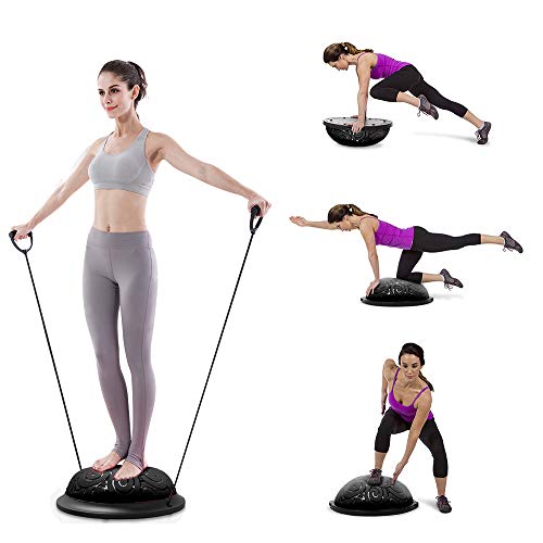 Ativafit - Entrenador de equilibrio de media pelota con correas para yoga, balón de equilibrio antideslizante para entrenamiento en casa, fitness, ejercicio, entrenamiento de fuerza, gimnasio, Negro Ativafit - Entrenador de equilibrio de media pelota con correas para yoga, balón de equilibrio antideslizante para entrenamiento en casa, fitness, ejercicio, entrenamiento de fuerza, gimnasio, Negro
