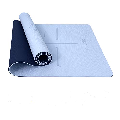 ATIVAFIT - Esterilla de gimnasia de TPE antideslizante, para yoga, ejercicio, pilates y entrenamiento, con correa de transporte, dimensiones: 183 x 64 x 0,6 cm, azul