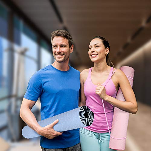 ATIVAFIT - Esterilla de gimnasia de TPE antideslizante, para yoga, ejercicio, pilates y entrenamiento, con correa de transporte, dimensiones: 183 x 64 x 0,6 cm, azul ATIVAFIT - Esterilla de gimnasia de TPE antideslizante, para yoga, ejercicio, pilates y entrenamiento, con correa de transporte, dimensiones: 183 x 64 x 0,6 cm, azul