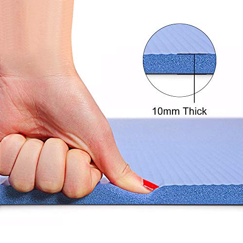 ATIVAFIT - Esterilla de yoga sin ftalatos, antideslizante y respetuosa con las articulaciones, apta para yoga, pilates o gimnasia, con correa de transporte, 183 x 61 x 1 cm, Azul – 2, 183* 61* 1 cm