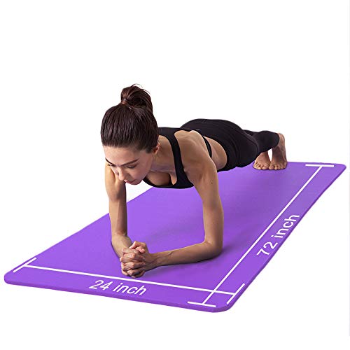 ATIVAFIT - Esterilla de yoga sin ftalatos, antideslizante y respetuosa con las articulaciones, apta para yoga, pilates o gimnasia, con correa de transporte, 183 x 61 x 1 cm, Lila - 2, 183* 61* 1 cm