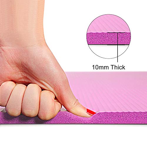 ATIVAFIT - Esterilla de yoga sin ftalatos, antideslizante y respetuosa con las articulaciones, apta para yoga, pilates o gimnasia, con correa de transporte, 183 x 61 x 1 cm, Rosa – 2, 183* 61* 1 cm