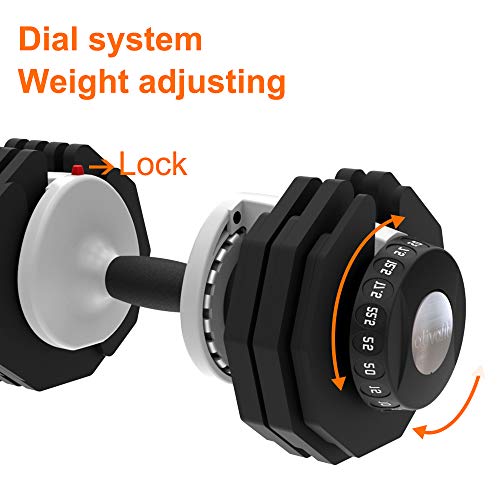 ATIVAFIT - Mancuerna Ajustable de 25kg con Sistema de dial Ajustable para Uso doméstico, para Hombres y Mujeres, Gimnasio
