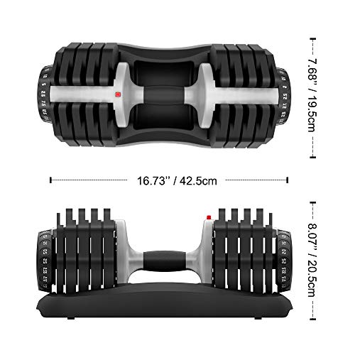 ATIVAFIT - Mancuerna Ajustable de 25kg con Sistema de dial Ajustable para Uso doméstico, para Hombres y Mujeres, Gimnasio ATIVAFIT - Mancuerna Ajustable de 25kg con Sistema de dial Ajustable para Uso doméstico, para Hombres y Mujeres, Gimnasio