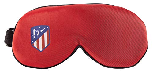 Atlético de Madrid Antifaz para Dormir - Producto Oficial del Equipo, 100% Anti-Luz, con Goma Flexible Ajustable y Tacto Suave