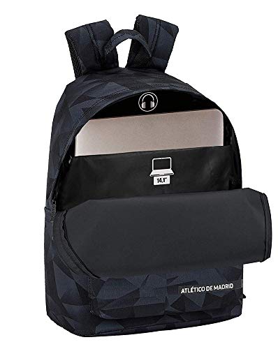 Atlético de Madrid Black Oficial Mochila Juvenil Para Portátil 14,1", 310x160x410mm Atlético de Madrid Black Oficial Mochila Juvenil Para Portátil 14,1", 310x160x410mm