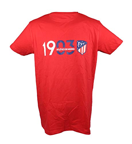 Atletico de Madrid Camiseta Algodón Cuello Redondo Roja 1903 - Escudo Nuevo (XXL)