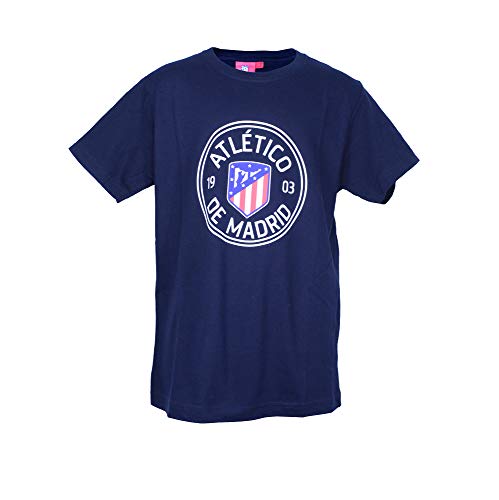 Atlético de Madrid Camiseta Print - Nuevo Escudo (Azul Marino, 8 años)