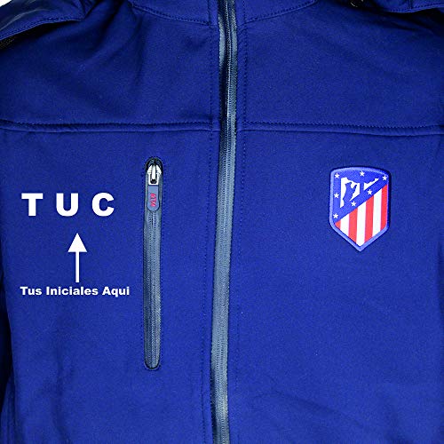 Atlético de Madrid Cazadora con Capucha Azul Marino - Personalizable con 4 Iniciales - Producto Oficial - Nuevo Escudo (XXL)