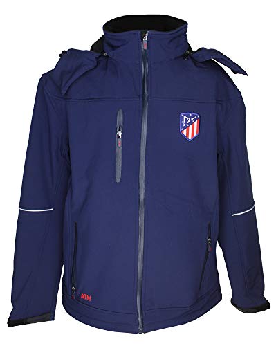 Atlético de Madrid Cazadora con Capucha Azul Marino - Personalizable con 4 Iniciales - Producto Oficial - Nuevo Escudo (XXL)