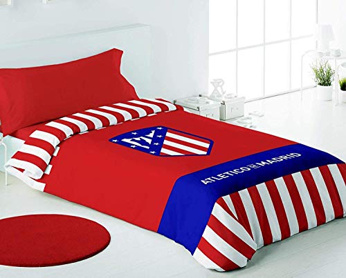 Atlético de Madrid. Juego Funda Nórdica de 3 Piezas Oficial del Club. ATM 2018. (Cama 90 cm)