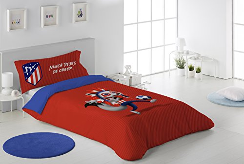 Atlético de Madrid. Juego Funda Nórdica para Edredón Oficial del Club. ATM Indi. (Cama 90 cm)