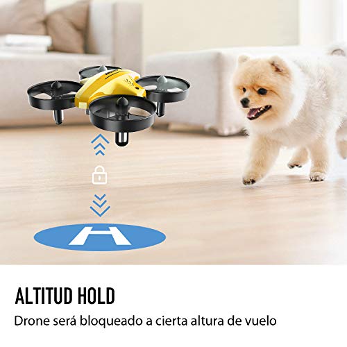 ATOYX Mini Drone, AT-66C RC Drone Niños 3D Flips, Modo sin Cabeza, Estabilización de Altitud, 3 Modos de Velocidad, 4 Canales 6-Ejes, 3 Baterías, Regalo para Niños y Principiantes (Amarillo)