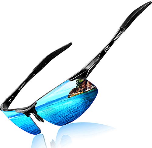 ATTCL Hombre Gafas De Sol Deportes Polarizado Súper Ligero Al-Mg Marco De Metal 8177 Black-BLUE ATTCL Hombre Gafas De Sol Deportes Polarizado Súper Ligero Al-Mg Marco De Metal 8177 Black-BLUE
