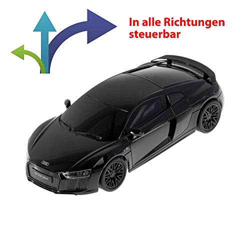 Audi R8 V10 Plus Black Edition – Vehículo teledirigido Modelo Auto Licencia Carreras Escala 1: 24 con Control Remoto