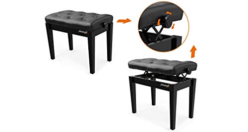 Audibax Banqueta para Piano Ajustable, Taburete para Pianos Adaptable a Cualquier Teclado Musical y Cualquier Edad, Resistente, Regulable, Cómodo, Elegante Diseño, Sofisticado Soporte de Piano