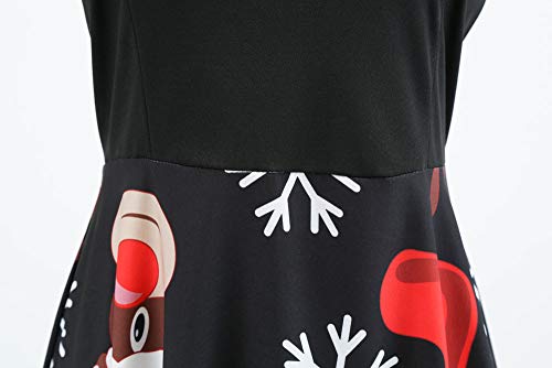 Auifor Impresión de la Vendimia de Las Mujeres del Vestido del oscilación Fiesta de Navidad de Manga Larga(A-Negro/Medium) Auifor Impresión de la Vendimia de Las Mujeres del Vestido del oscilación Fiesta de Navidad de Manga Larga(A-Negro/Medium)