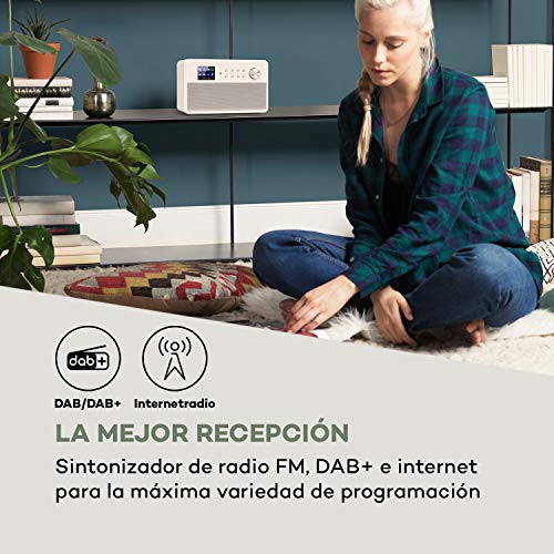 auna Connect Link – Radio Inteligente, Internet / Dab+ / Radio FM, Spotify Connect, Amazon Music, Bluetooth, Control por aplicación UNDOK, Pantalla HCC 2,4", Entrada AUX, Control Remoto, Blanco