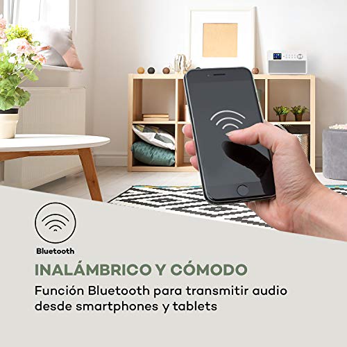 auna Connect Link – Radio Inteligente, Internet / Dab+ / Radio FM, Spotify Connect, Amazon Music, Bluetooth, Control por aplicación UNDOK, Pantalla HCC 2,4", Entrada AUX, Control Remoto, Blanco