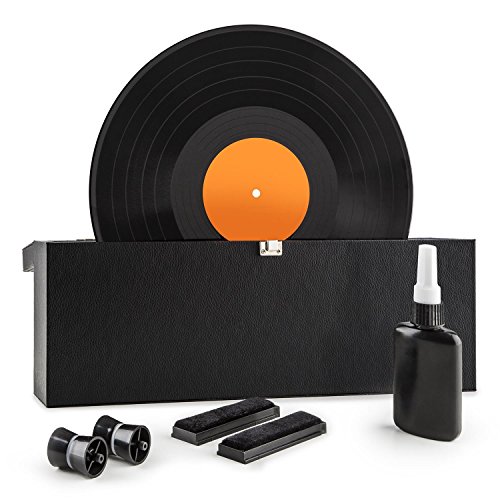 Auna Vinyl Clean Máquina Limpia vinilos (para Discos de 7" 10" y 12", Limpieza Profunda, antiestática, Set de Cuidado Incluye paño y Agua destilada)