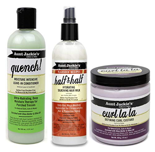 Aunt Jackies Rizos y bobinas Trio BUNDLE | Acondicionador hidratante intensivo de suavizado de 355 ml | Curl La la Defining Custard 426 g | Leche semisedante 355 ml. Aunt Jackies Rizos y bobinas Trio BUNDLE | Acondicionador hidratante intensivo de suavizado de 355 ml | Curl La la Defining Custard 426 g | Leche semisedante 355 ml.