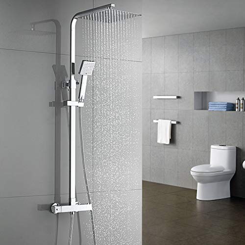 Auralum Columna de Ducha Termostatica Brillante Conjuntos de Ducha Sólido Alcachofa Ducha lluvia y Cuadrado 25 * 25CM Acero Inoxidable Auralum Columna de Ducha Termostatica Brillante Conjuntos de Ducha Sólido Alcachofa Ducha lluvia y Cuadrado 25 * 25CM Acero Inoxidable