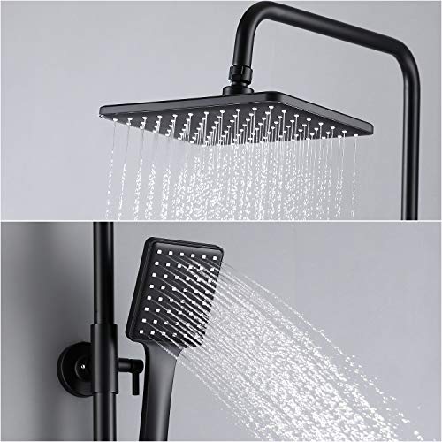Auralum Columna Ducha Negro para Baño Set Ducha Monomando Conjunto de Ducha Completo con Mezclador Ducha de Lluvia y Ducha de Mano Altura Ajustable Auralum Columna Ducha Negro para Baño Set Ducha Monomando Conjunto de Ducha Completo con Mezclador Ducha de Lluvia y Ducha de Mano Altura Ajustable