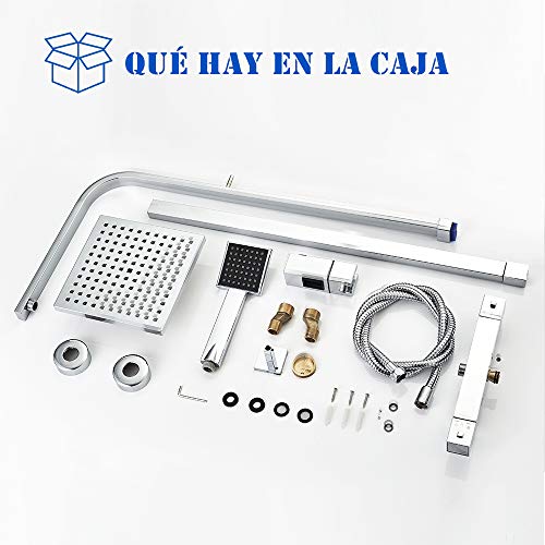 AuraLum Conjunto de Ducha Termostatico - Set de Ducha con Mezclador Termostática, Rociador Ducha Lluvia 20x20cm, Mano de Ducha (Latón Cromado) AuraLum Conjunto de Ducha Termostatico - Set de Ducha con Mezclador Termostática, Rociador Ducha Lluvia 20x20cm, Mano de Ducha (Latón Cromado)