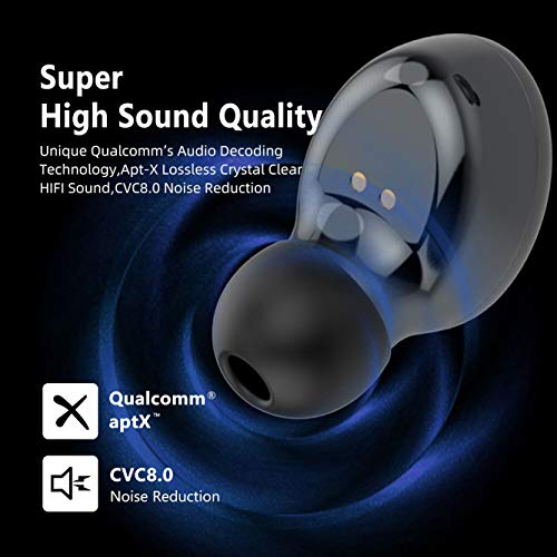 Auriculares Bluetooth Auriculares Inalámbricos 5.0 con SUPER MINI TAMAÑO de 3 Gramos, Más de 50 Horas de Reproducción, Sonido Estéreo de Graves Profundos & Cancelación de Ruido