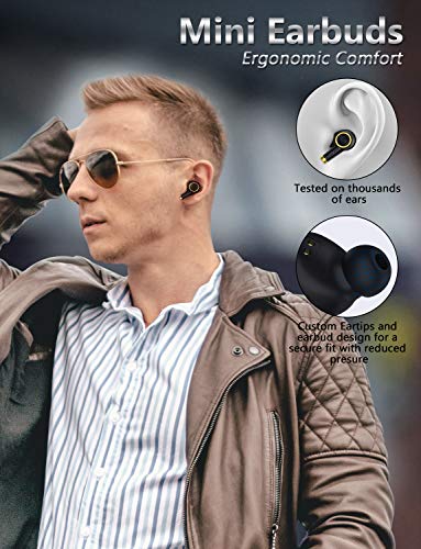 Auriculares Bluetooth, Bluedio P(Particle) Auriculares Inalámbricos Bluetooth 5.0 Mini Twins Estéreo In-Ear con Caja de Carga Portátil, Auriculares Manos Libres para iOS/Android/Deportivos/Trabajo