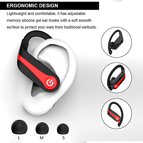 Auriculares Bluetooth Deportivos Auriculares Inalambricos Running IP7 Impermeable Cascos Bluetooth V5.1 In-Ear, Correr con Micrófono Caja de Carga, Cancelación de Ruido Gimnasio,Viajes,Deporte