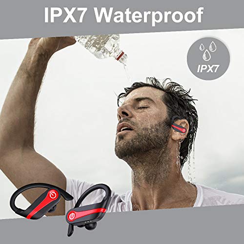 Auriculares Bluetooth Deportivos V5.1, IPX7 Impermeable Auriculares Inalambricos Running, 40H Cascos Bluetooth con Microfono, Carga Rapida, CVC8.0 Cancelación de Ruido, Viajes, Gimnasio, Deporte