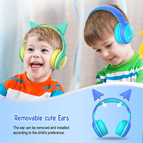 Auriculares Bluetooth para niños, Auriculares Plegable para niños con 85dB Volumen Limitado, Auriculares Ajustable y Plegable con micrófono, niñas y niños, Azul New Version