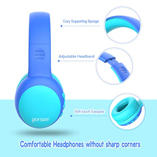 Auriculares Bluetooth para niños, Auriculares Plegable para niños con 85dB Volumen Limitado, Auriculares Ajustable y Plegable con micrófono, niñas y niños, Azul New Version