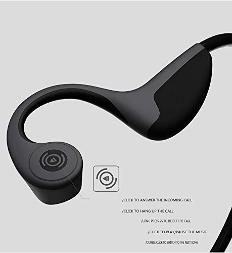 Auriculares Conduccion Osea Deporte inalámbrico Bluetooth Auriculares con micrófono para Correr, Caminar, Trotar, Ciclismo, Senderismo (Negro)