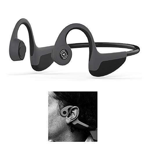 Auriculares Conduccion Osea Deporte inalámbrico Bluetooth Auriculares con micrófono para Correr, Caminar, Trotar, Ciclismo, Senderismo (Negro)