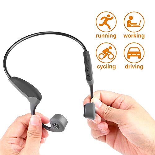 Auriculares Conduccion Osea Deporte inalámbrico Bluetooth Auriculares con micrófono para Correr, Caminar, Trotar, Ciclismo, Senderismo (Negro)