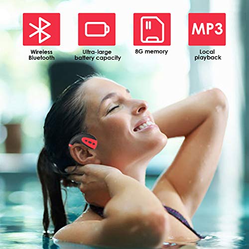 Auriculares de natación de conducción ósea Reproductores de MP3 de natación Auriculares inalámbricos Bluetooth 5.0 IPX8 Auriculares deportivos inalámbricos a prueba de agua con memoria 8G