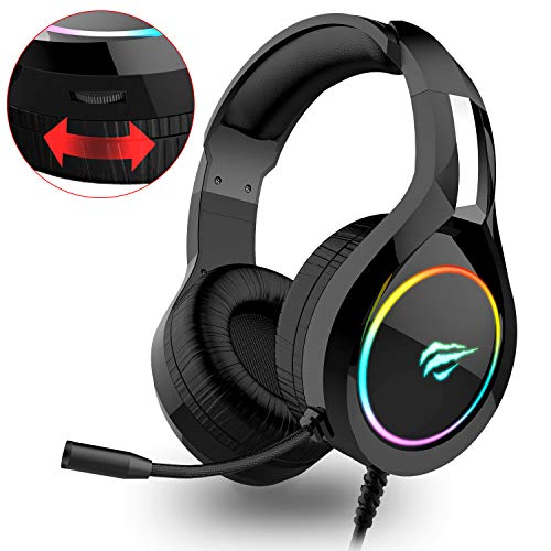 Auriculares Gaming PS4 HAVIT Iluminación RGB Cascos Gaming sonido envolvente, controlador de 50MM y micrófono con reducción de ruido para Xbox One/PC/Móvil (2011d,Negro) Auriculares Gaming PS4 HAVIT Iluminación RGB Cascos Gaming sonido envolvente, controlador de 50MM y micrófono con reducción de ruido para Xbox One/PC/Móvil (2011d,Negro)