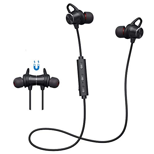 Auriculares Inalámbricos, 5.0 Auriculars Bluetooth In Ear Deportivos Magnéticos con Micrófono Cascos Bluetooth con Estéreo HiFi 8 H Play Time,para iPhone Xiaomi Huawei etc